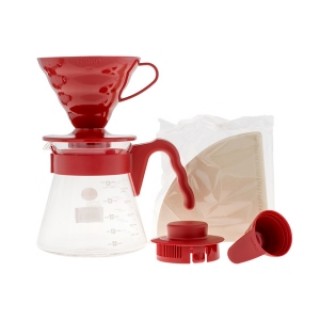 HARIO Coffee Brewing Kit V60 műanyag Piros - 02 + AJÁNDÉK / Barshaker Coffee Roasters - Frissen Pörkölt Kávé ( 250g )