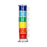 Bialetti Color - Set of 6 Espresso Cups with Stand - Multicolor