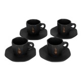 Bialetti - Set of 4 Cups and Saucers - Black