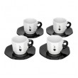 Bialetti - Set of 4 Cups and Saucers - Black & White